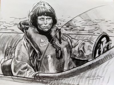 A charcoal of Fiona by John Worsley, marine artist